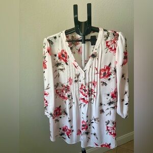 Rose & Olive White and Red Floral Blouse